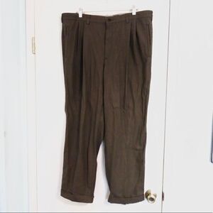 Savane Dark Green Pleat Front Dress Pants